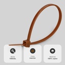 Bolsa 100u bridas 100% nylon 140x3.6mm Marrón