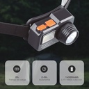 Linterna cabeza LED 1W recargable - 12u caja exp