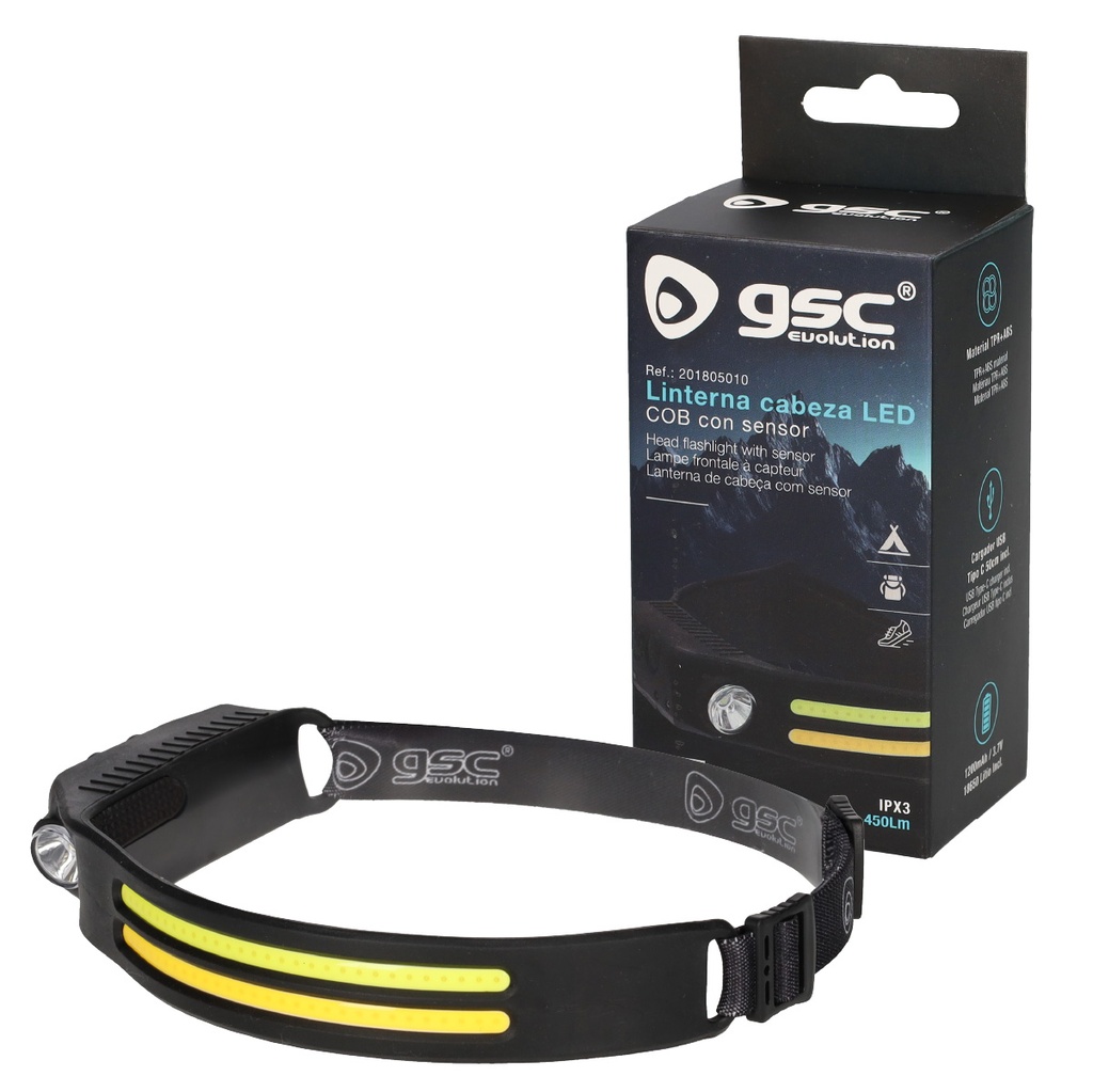Linterna de cabeza LED COB con sensor 6W