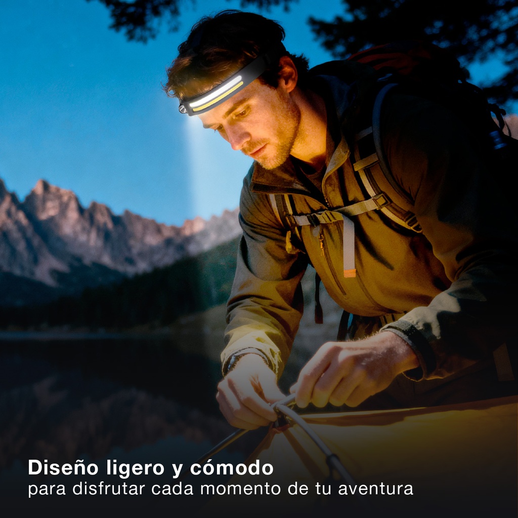 Linterna de cabeza LED COB con sensor 6W