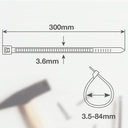 Bolsa 100u bridas 100% nylon 300x3.6mm Natural