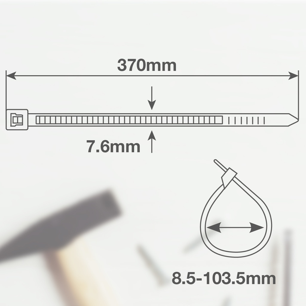 Bolsa 100u bridas 100% nylon 370x7.6mm Natural
