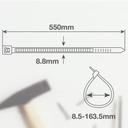 Bolsa 100u bridas 100% nylon 550x8.8mm Negro