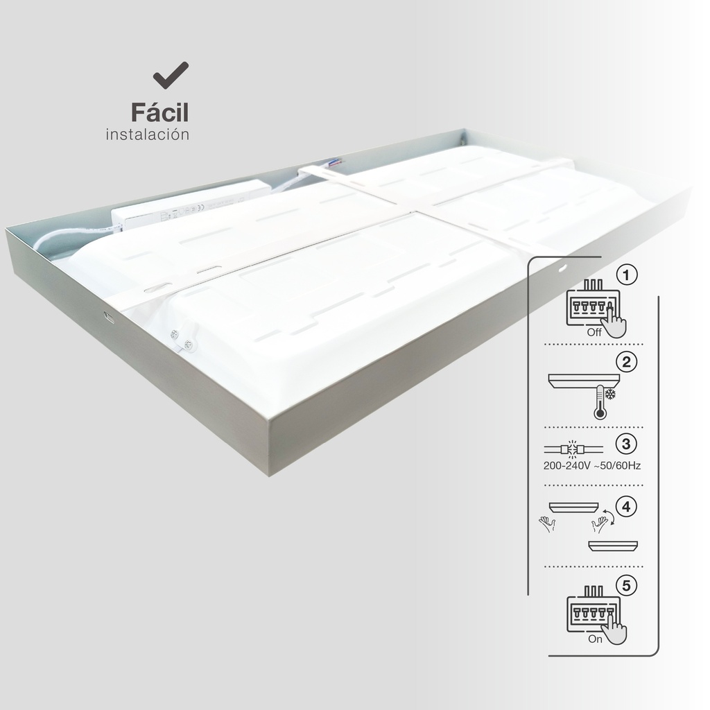 Panel superficie LED rectangular Kisongo 120x30cm 40W 6000K Níquel