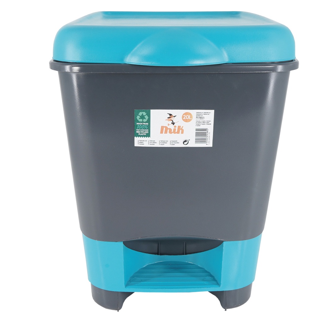 Cubo de basura con pedal 20L Negro/Azul