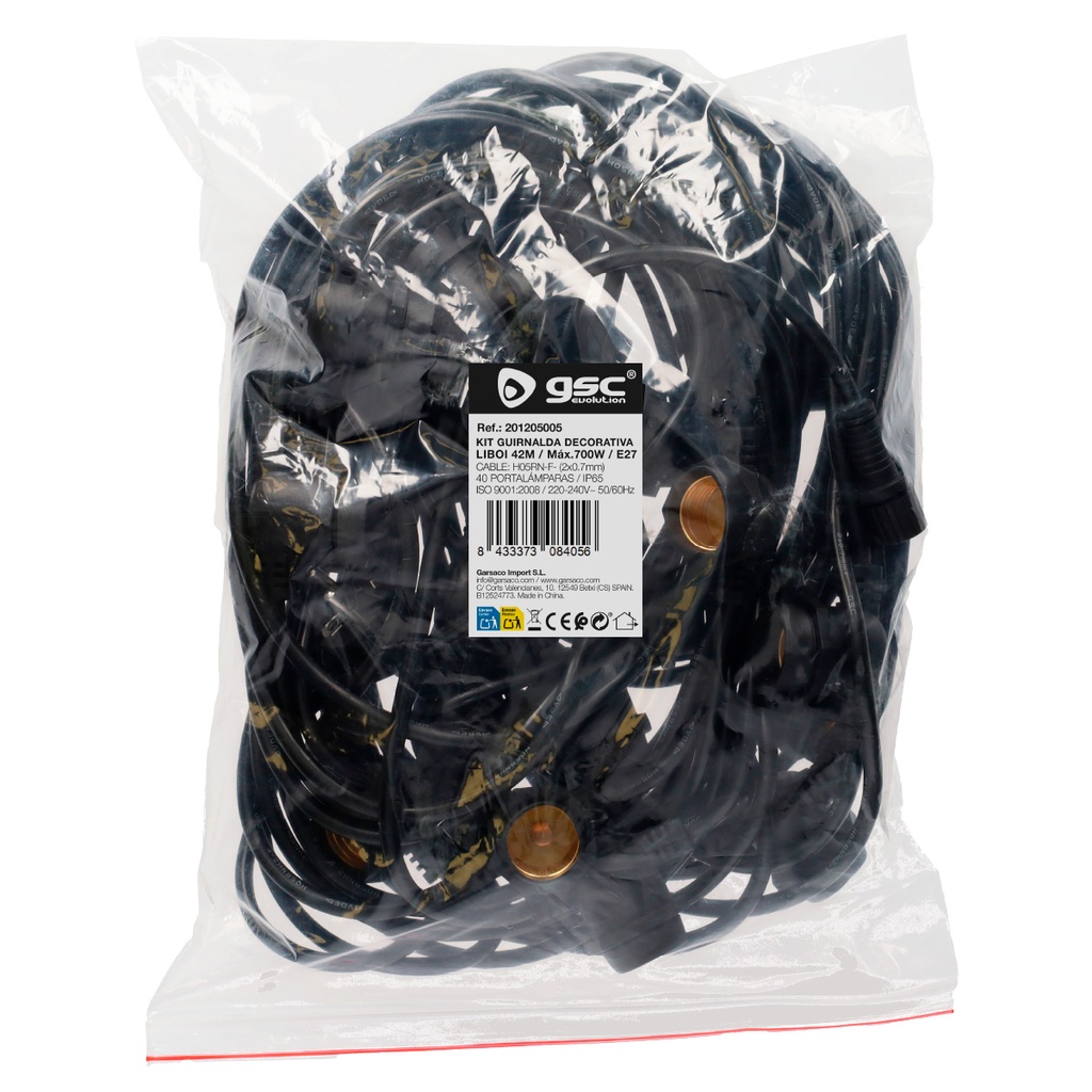 Kit guirnalda decorativa Liboi 42M 40 portalámparas IP65