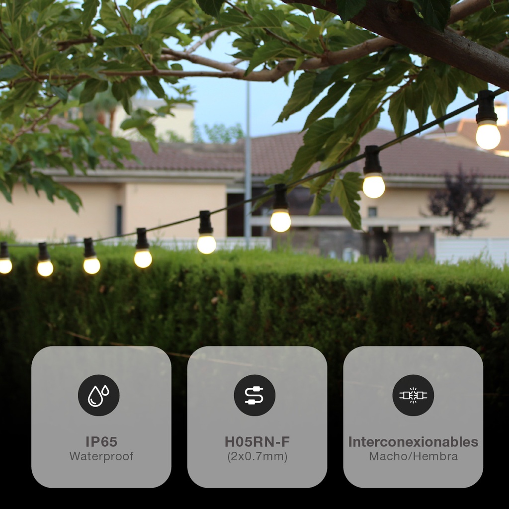 Kit guirnalda decorativa Liboi 42M 40 portalámparas IP65