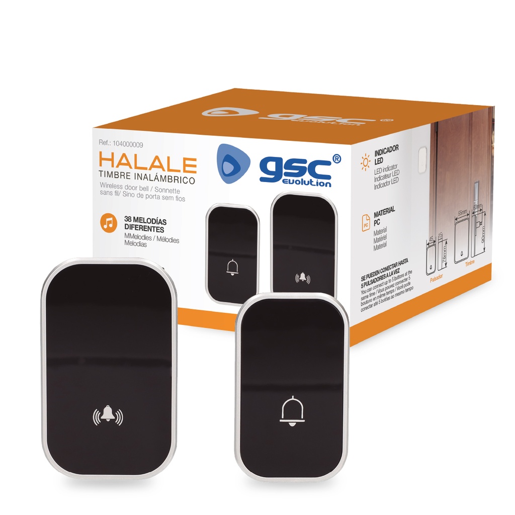 Timbre inalámbrico Halale Negro