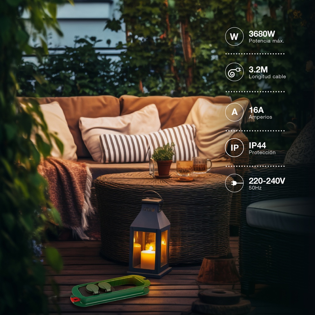 Base múltiple con tapas 2T (3x1.5mm) 3,2M