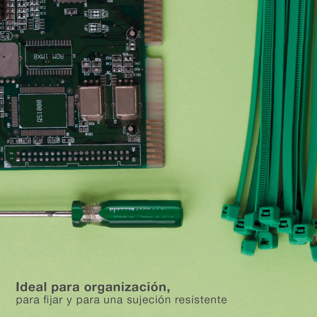 Bolsa 25u bridas 100% nylon 250x4.8mm Verde