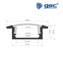 Perfil aluminio traslúcido empotrar 2M para tiras LED hasta 12mm