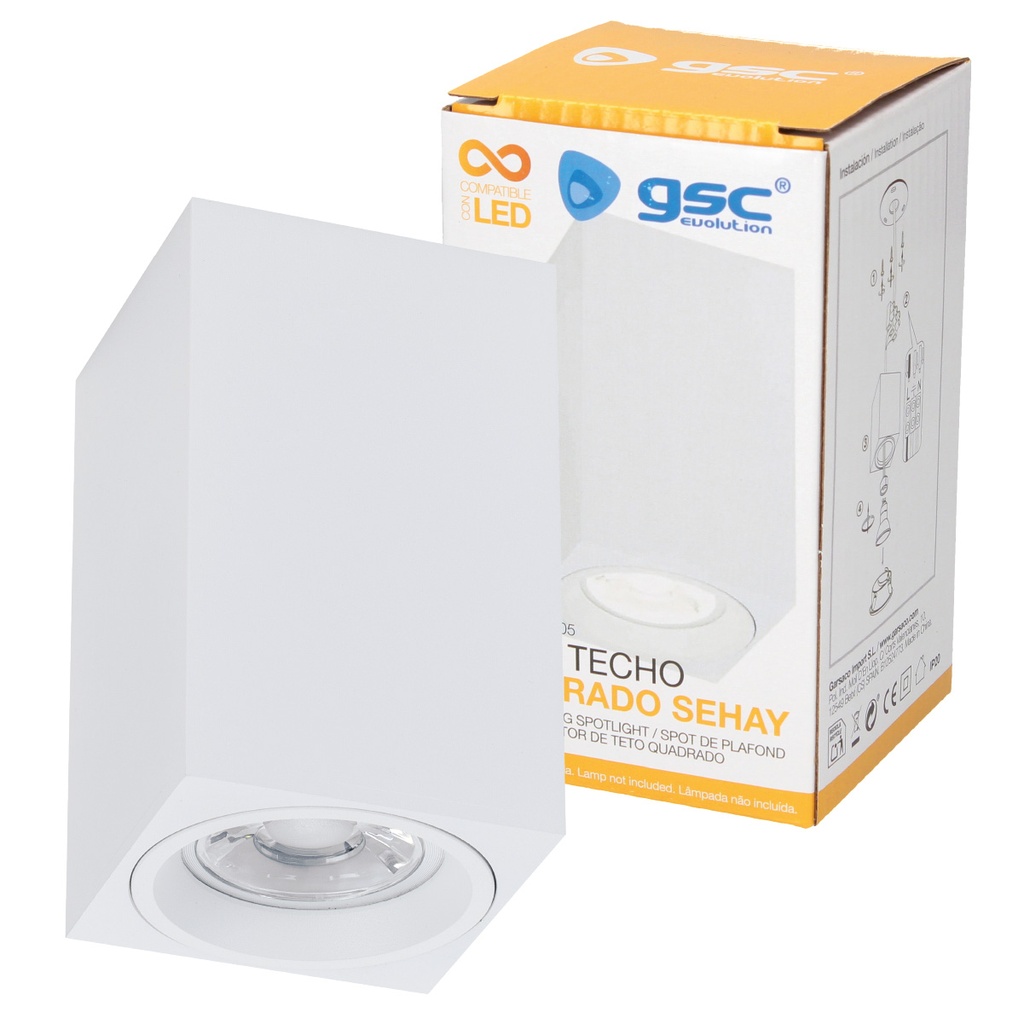 Foco techo cuadrado Sehay Blanco mate