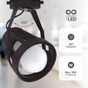 Foco carril monofásico tipo jaula E27 Negro