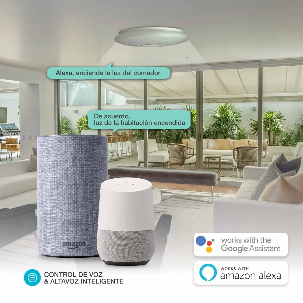 Plafón techo Paris con altavoz 24W RGB 3000-6500K regulable