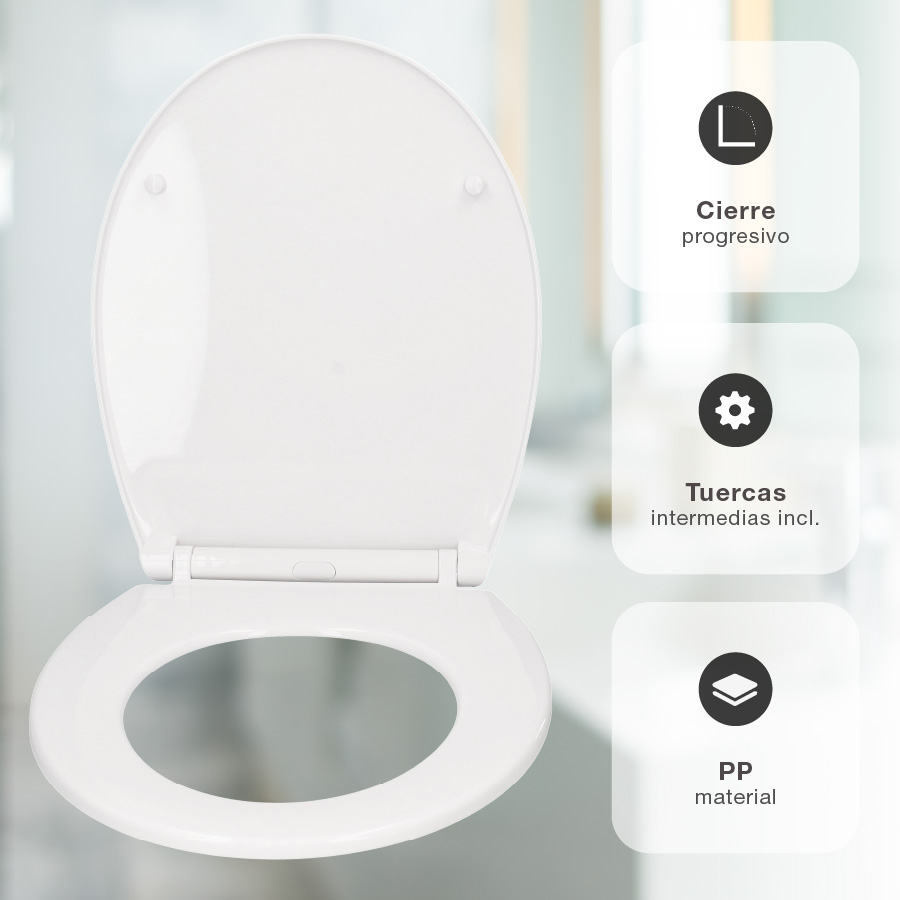 Tapa universal WC PP cierre progresivo
