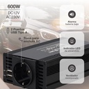 Convertidor / inversor de corriente 12V a 230V 600W