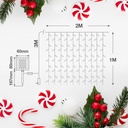 Cortina LED luminosa solar 2x1M Luz Cálida