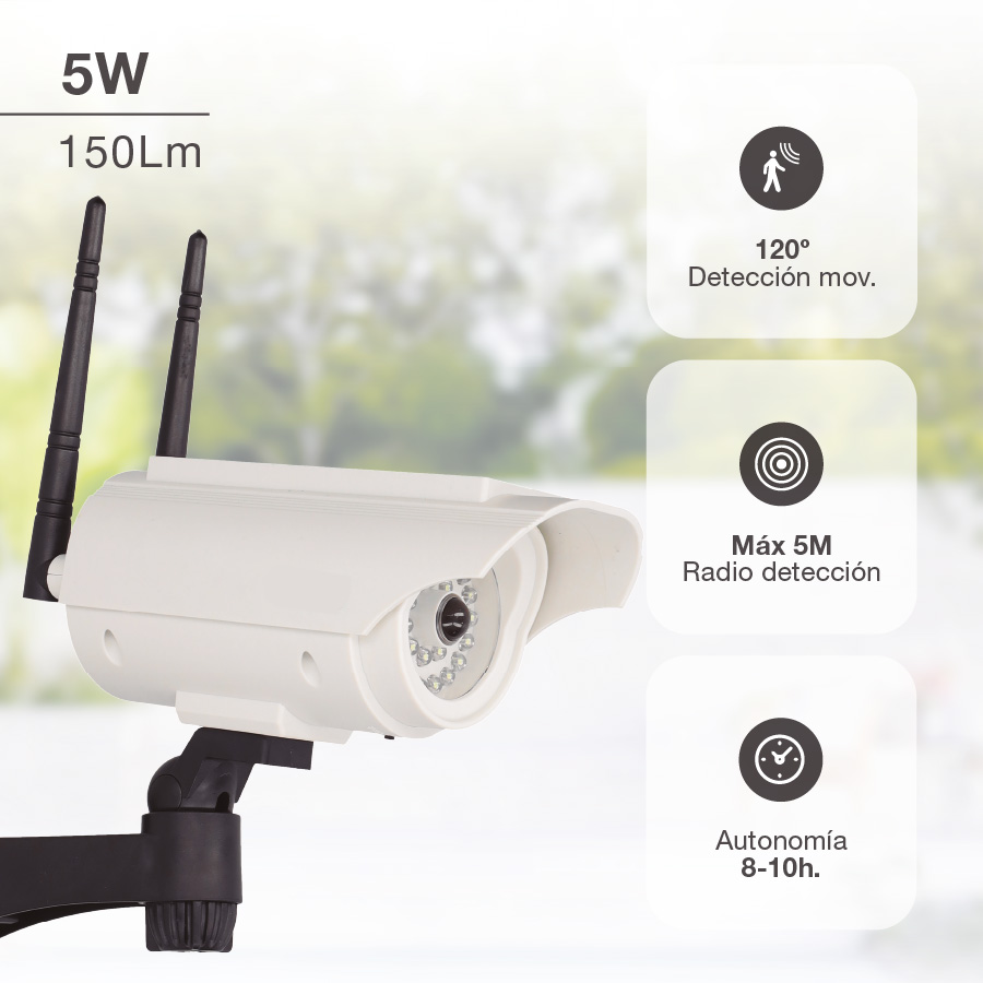 Cámara vigilancia simulada solar Selcuk con sensor de movimiento y mando IP66 