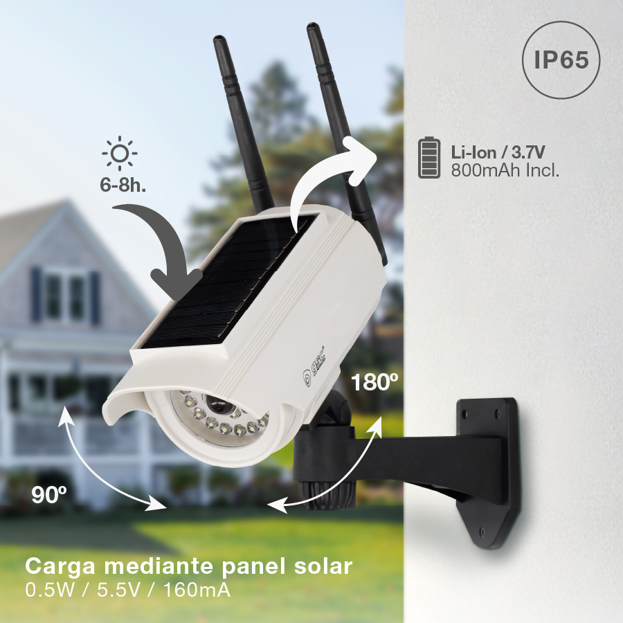 Cámara vigilancia simulada solar Selcuk con sensor de movimiento y mando IP66 
