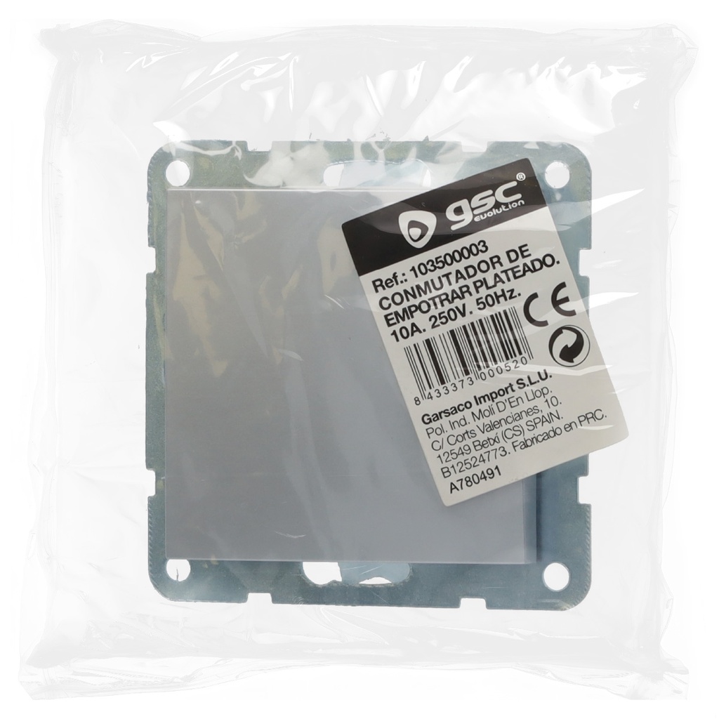 Conmutador de empotrar Iota Plata