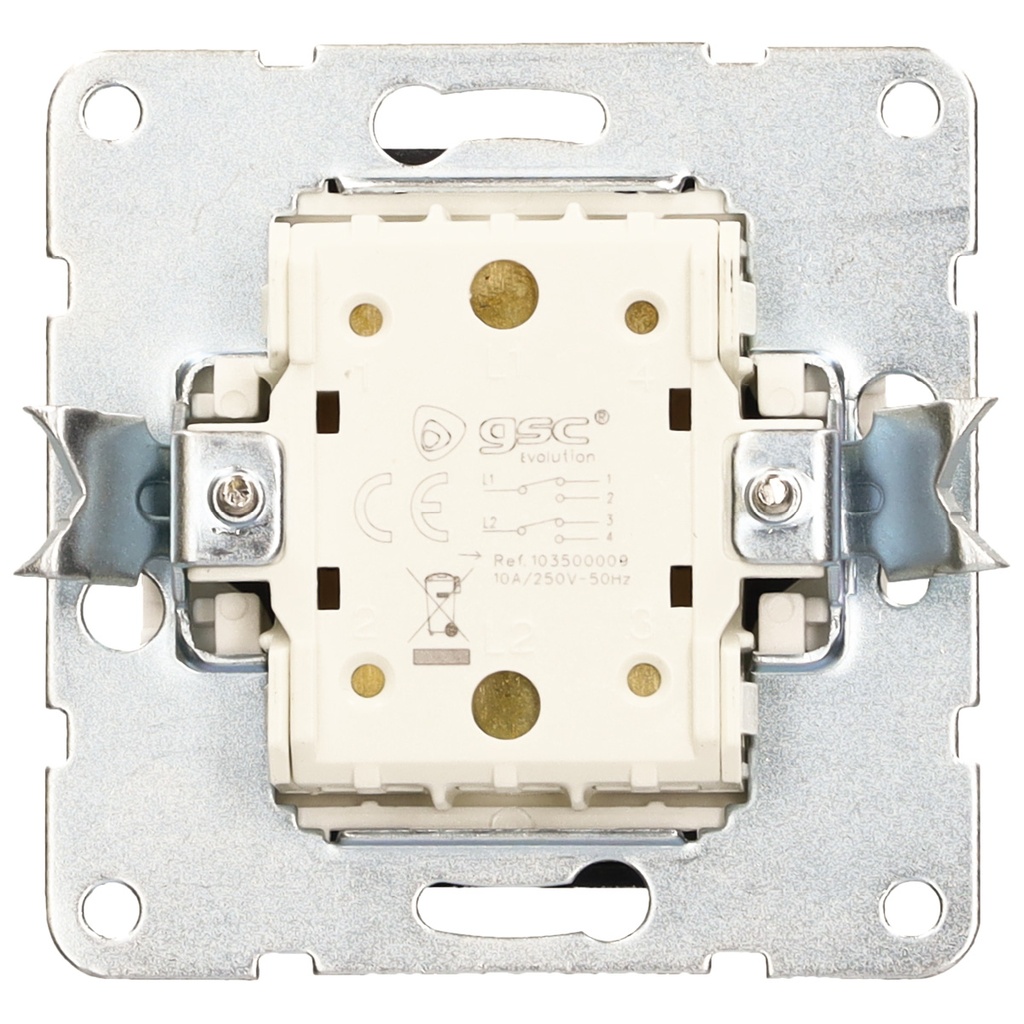 Doble conmutador empotrable Iota Plata