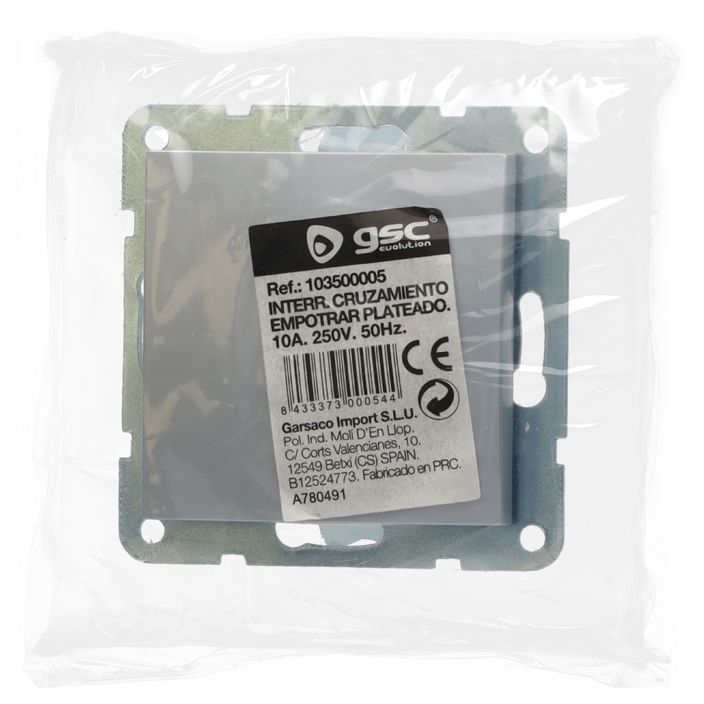 Interruptor cruzamiento de empotrar Iota Plata