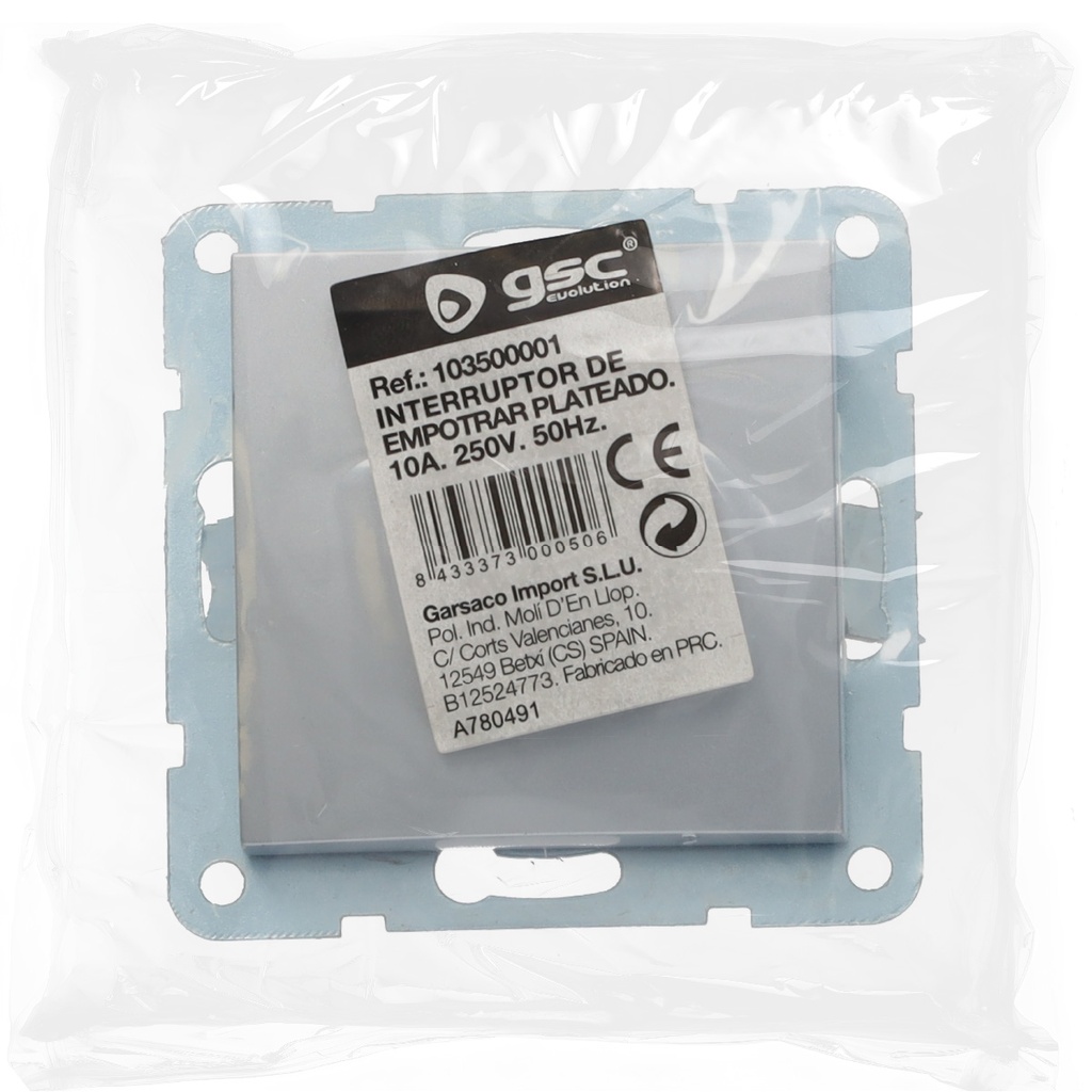 Interruptor de empotrar Iota Plata