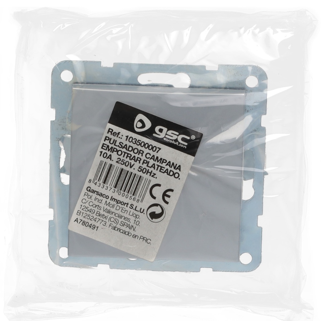 Pulsador campana empotrable Iota Plata