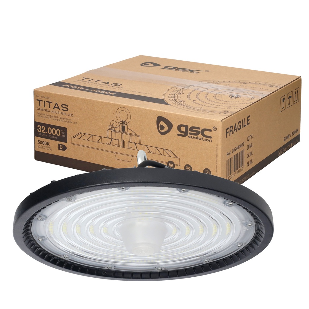 Campana industrial LED Titas 200W 60-90-120º 5000K