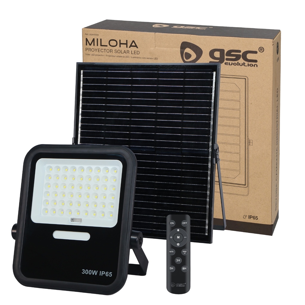 Proyector solar LED Miloha 300W 6500K IP65 Negro