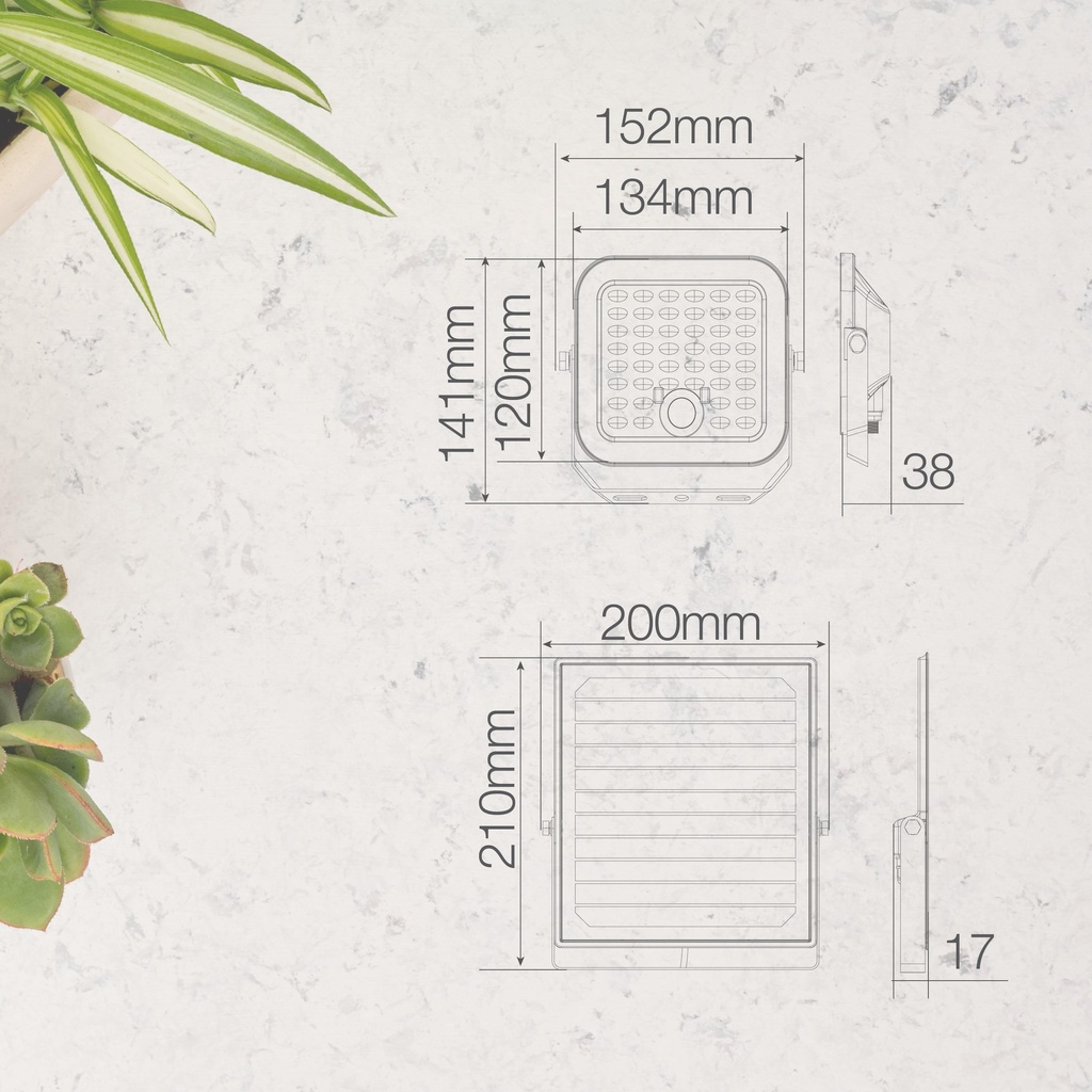 Proyector solar LED Miloha 300W 6500K IP65 Negro