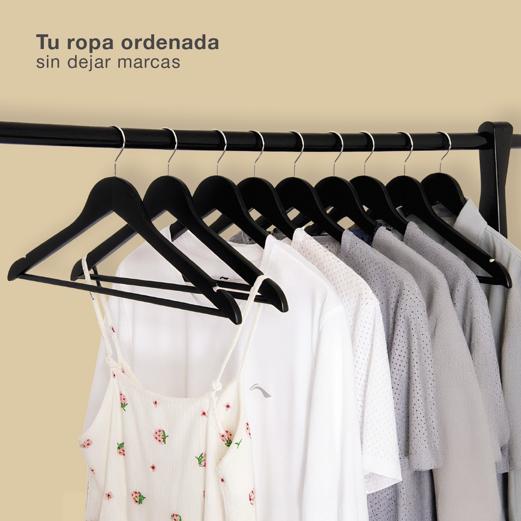 Set de 3 perchas madera Negro