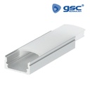 Perfil aluminio traslúcido superficie 2M para tiras LED hasta 12mm