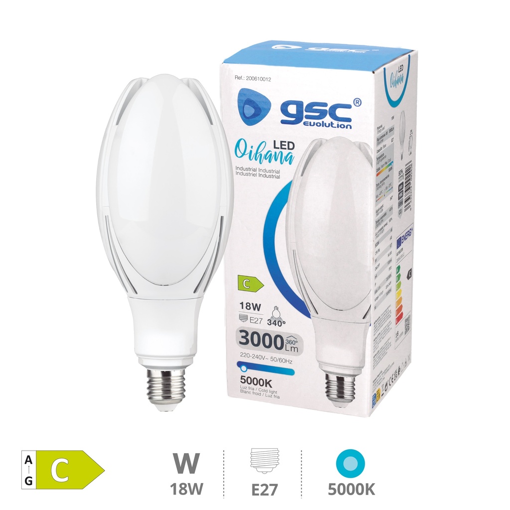 Bombilla LED industrial Oihana 18W E27 5000K