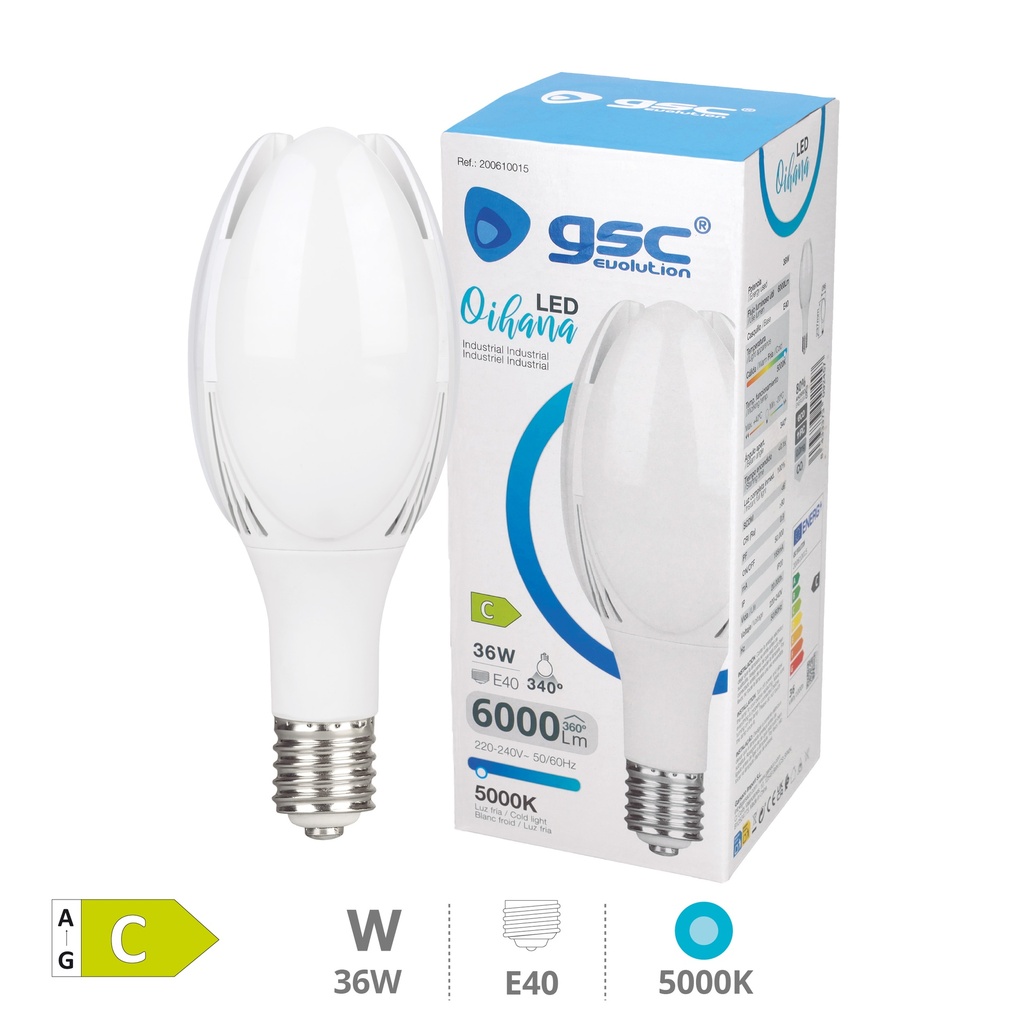 Bombilla LED industrial Oihana 36W E40 5000K