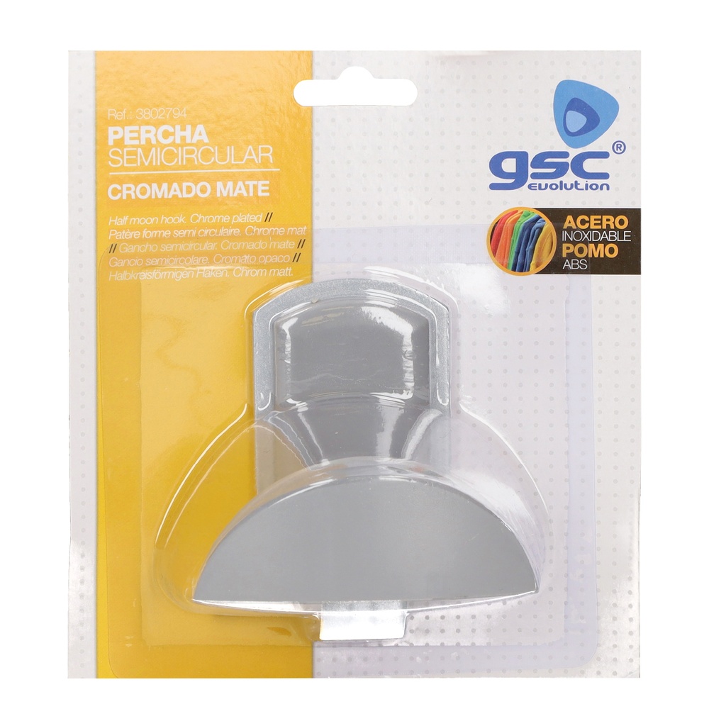 Percha acero inox.+ pomo abs cromado 45x84mm