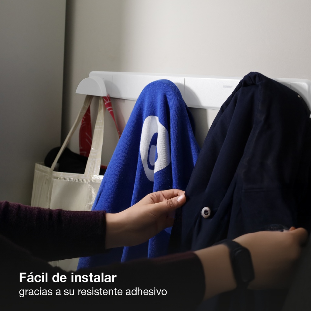 Percha acero inox.+ doble pomo abs blanco 280x50mm