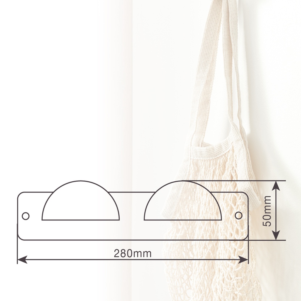 Percha acero inox.+ doble pomo abs blanco 280x50mm