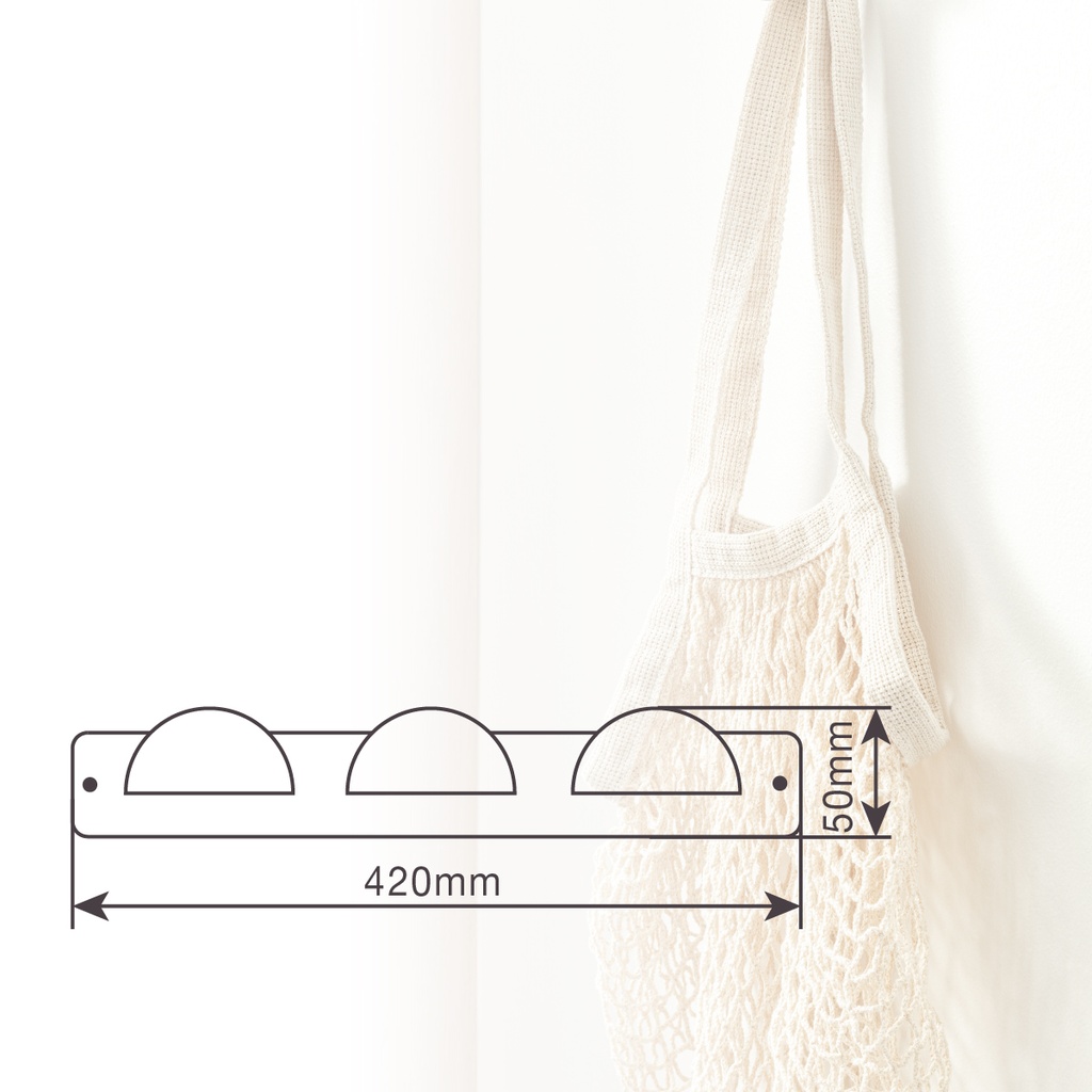 Percha acero inox.+triple pomo abs blanco 420x50mm