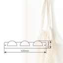 Percha acero inox.+triple pomo abs blanco 420x50mm