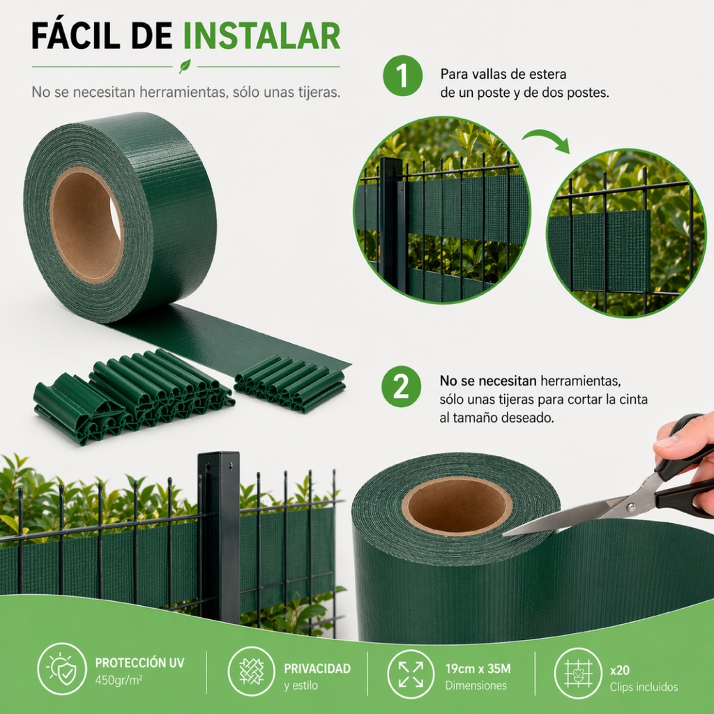 Cinta ocultación 4,75cmx35M 450g Verde