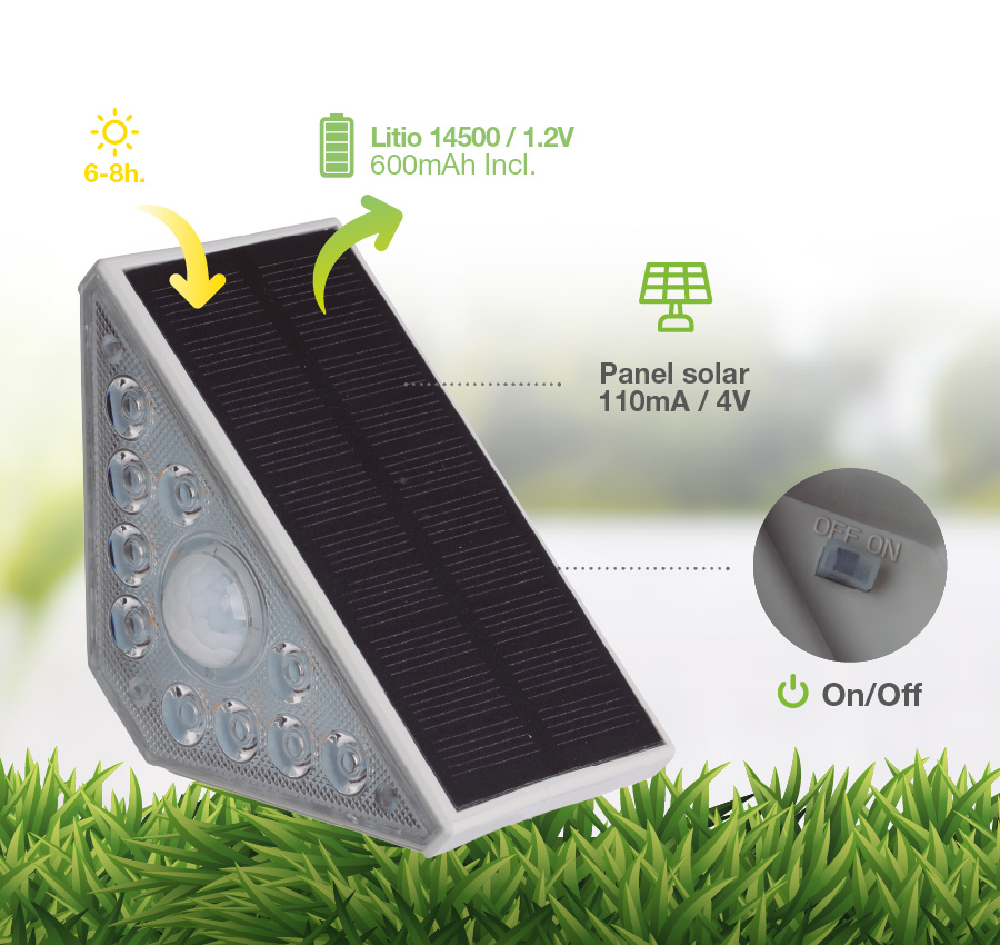 Luz solar LED para escalera Ankasy con sensor de movimiento 3000K IP64