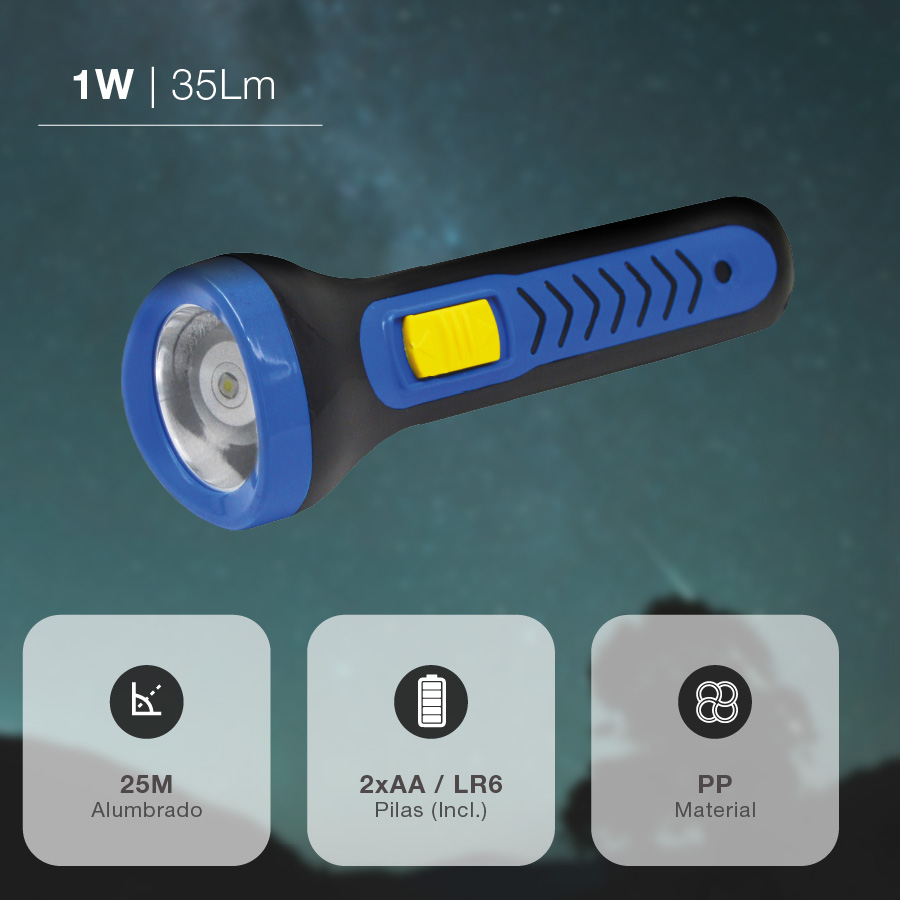 Linterna LED 2xAA 35lm - 12u caja exp