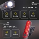 Set luces bicicleta LED recargable USB impermeable delantera y trasera