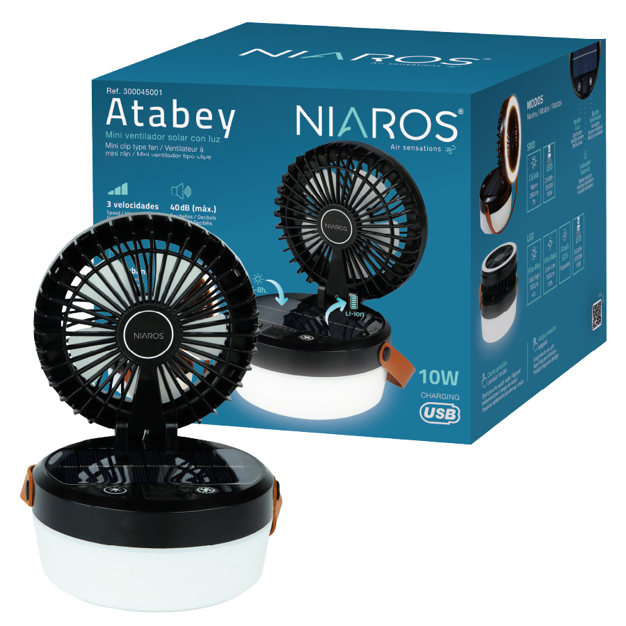 Mini ventilador solar Atabey con luz