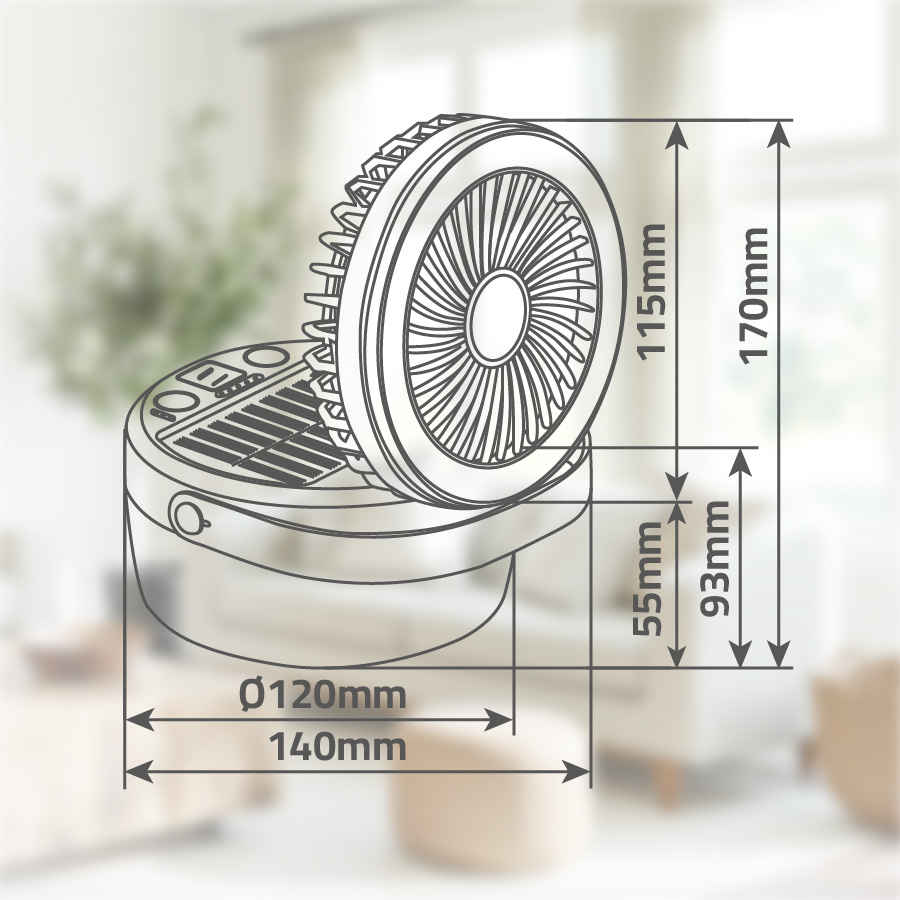 Mini ventilador solar Atabey con luz