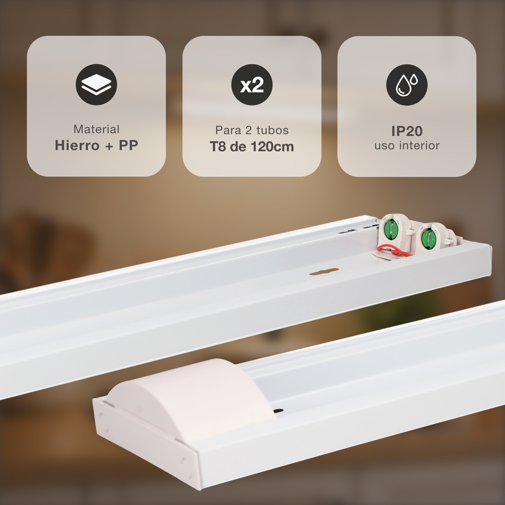 Regleta Oluka para tubos LED T8 120cm