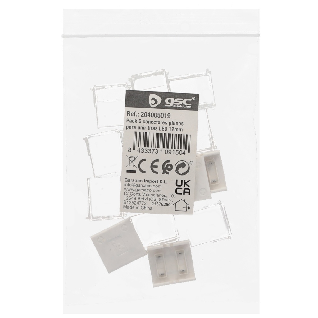 Pack 5 conectores planos para unir tiras LED 12mm 