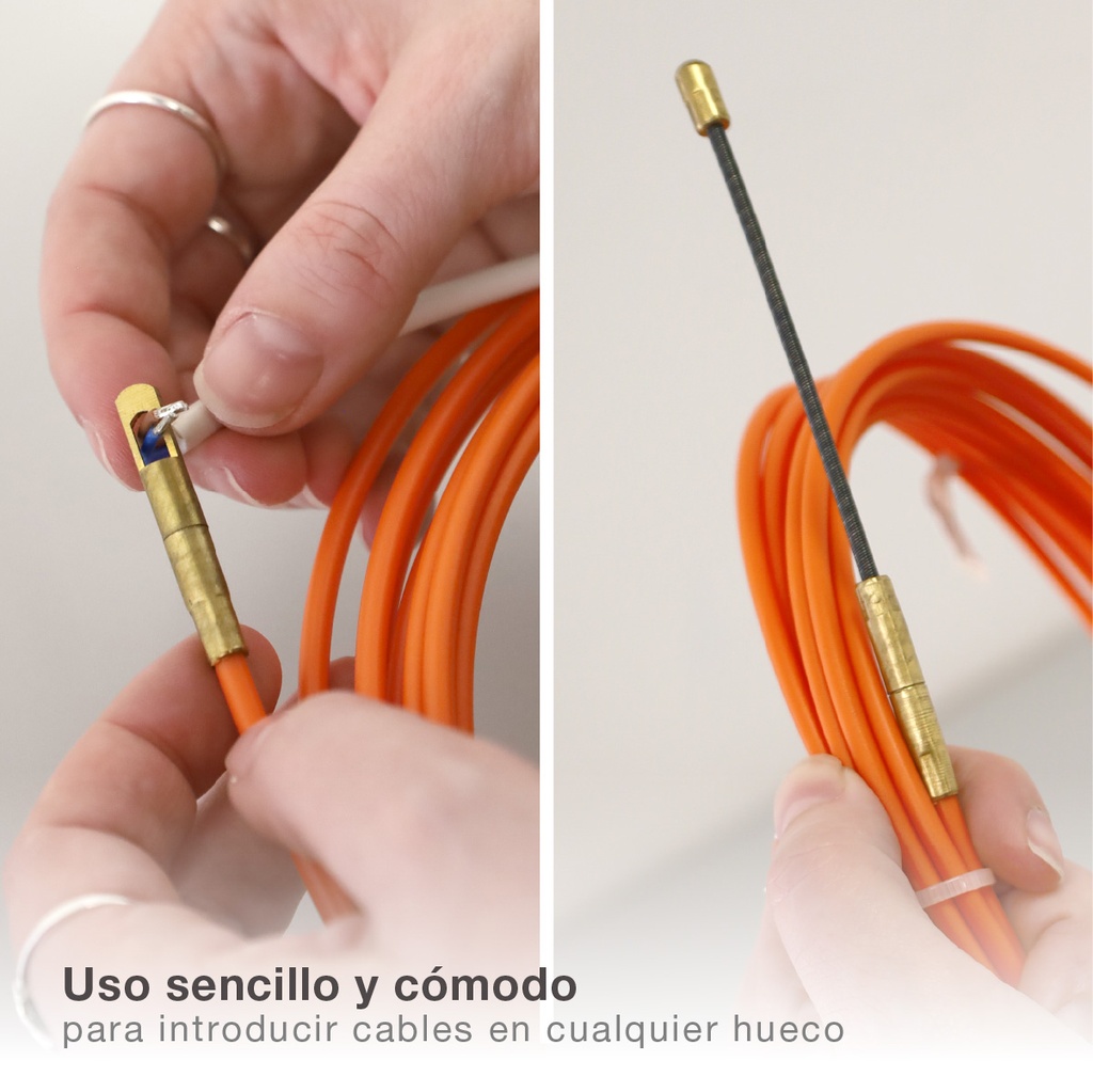 Guía pasacables fibra vidrio + metal 4mm 5M Naranja