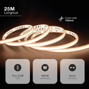 Rollo 25M tira LED COB 10W/M 3000K IP65 230V regulable 